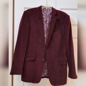 Madison, 40R, Modern Fit Men's Deep Wine Velvet Blazer